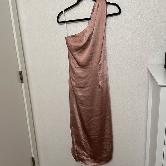 Elliatt Cassini Dusty Pink One-Shoulder Cocktail Dress Asymmetrical Ruched - Picture 5 of 12